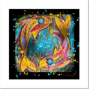 Koi Fish Yin Yang Abstract Posters and Art